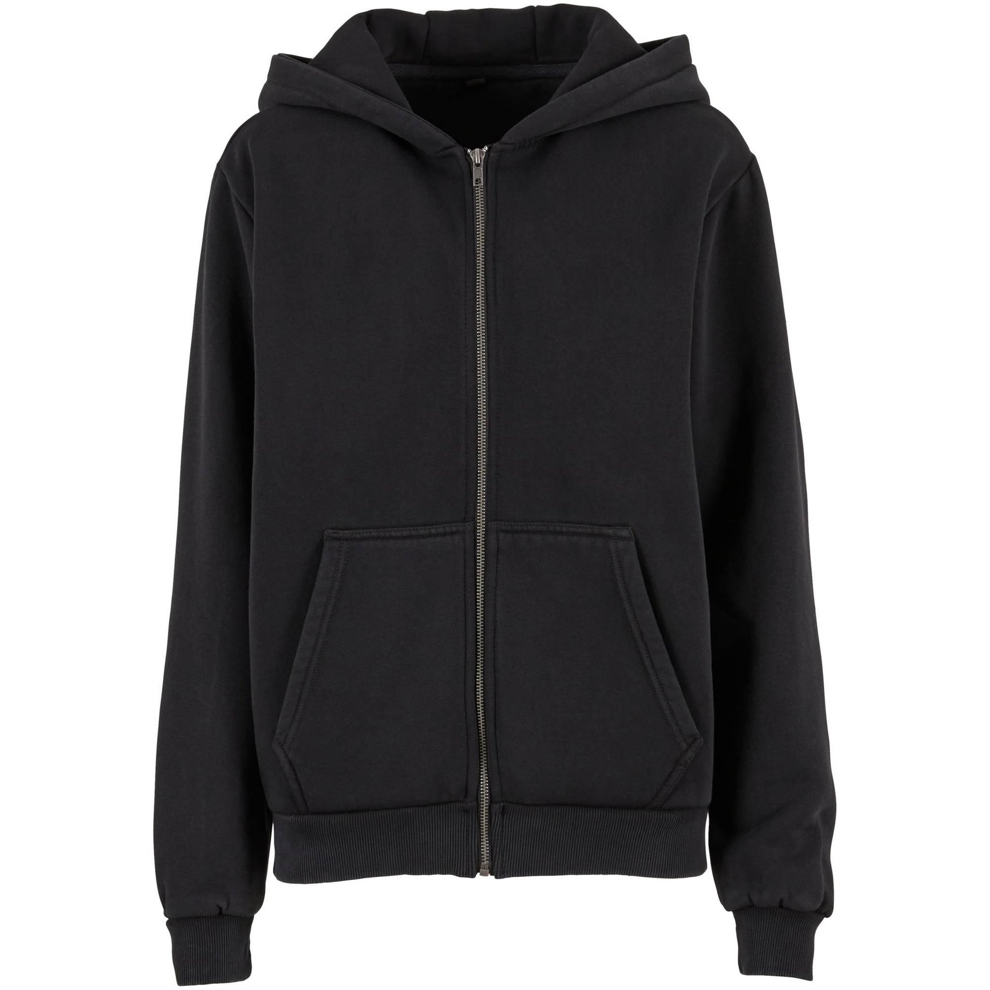 Black - Front - Build Your Brand Womens-Ladies Vintage Heavy Full Zip Hoodie