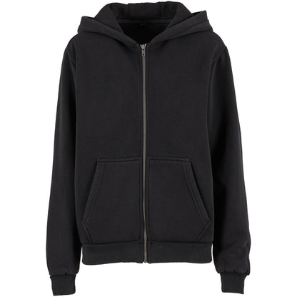 Black - Front - Build Your Brand Womens-Ladies Vintage Heavy Full Zip Hoodie