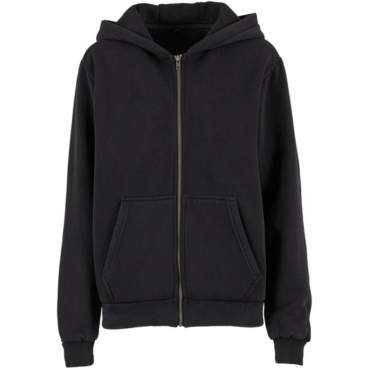 Black - Front - Build Your Brand Womens-Ladies Vintage Heavy Full Zip Hoodie