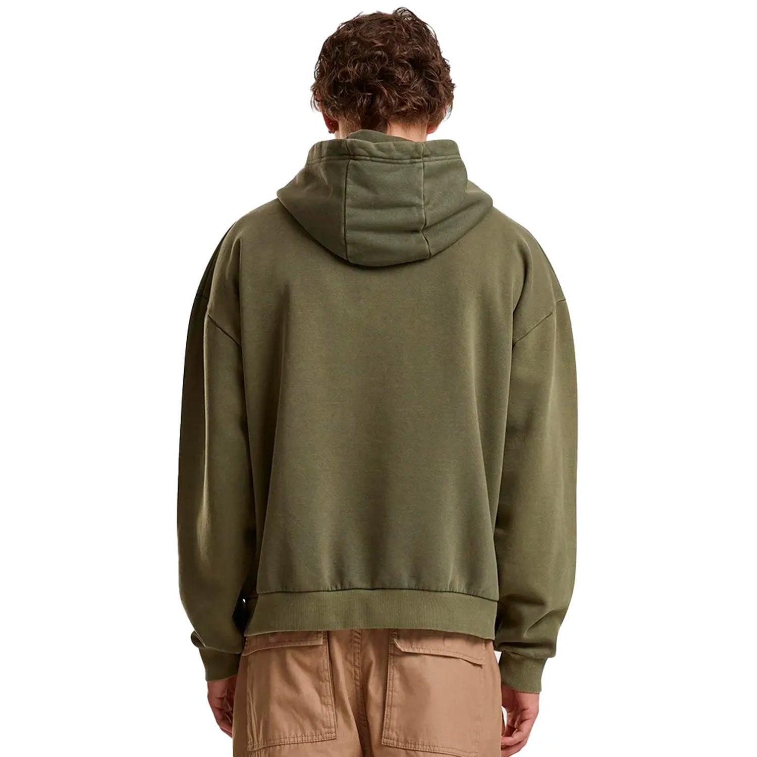 Olive - Back - Build Your Brand Mens Vintage Heavy Full Zip Hoodie
