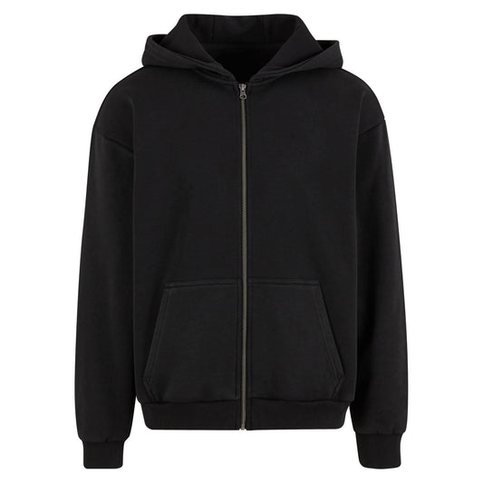 Black - Front - Build Your Brand Mens Vintage Heavy Full Zip Hoodie