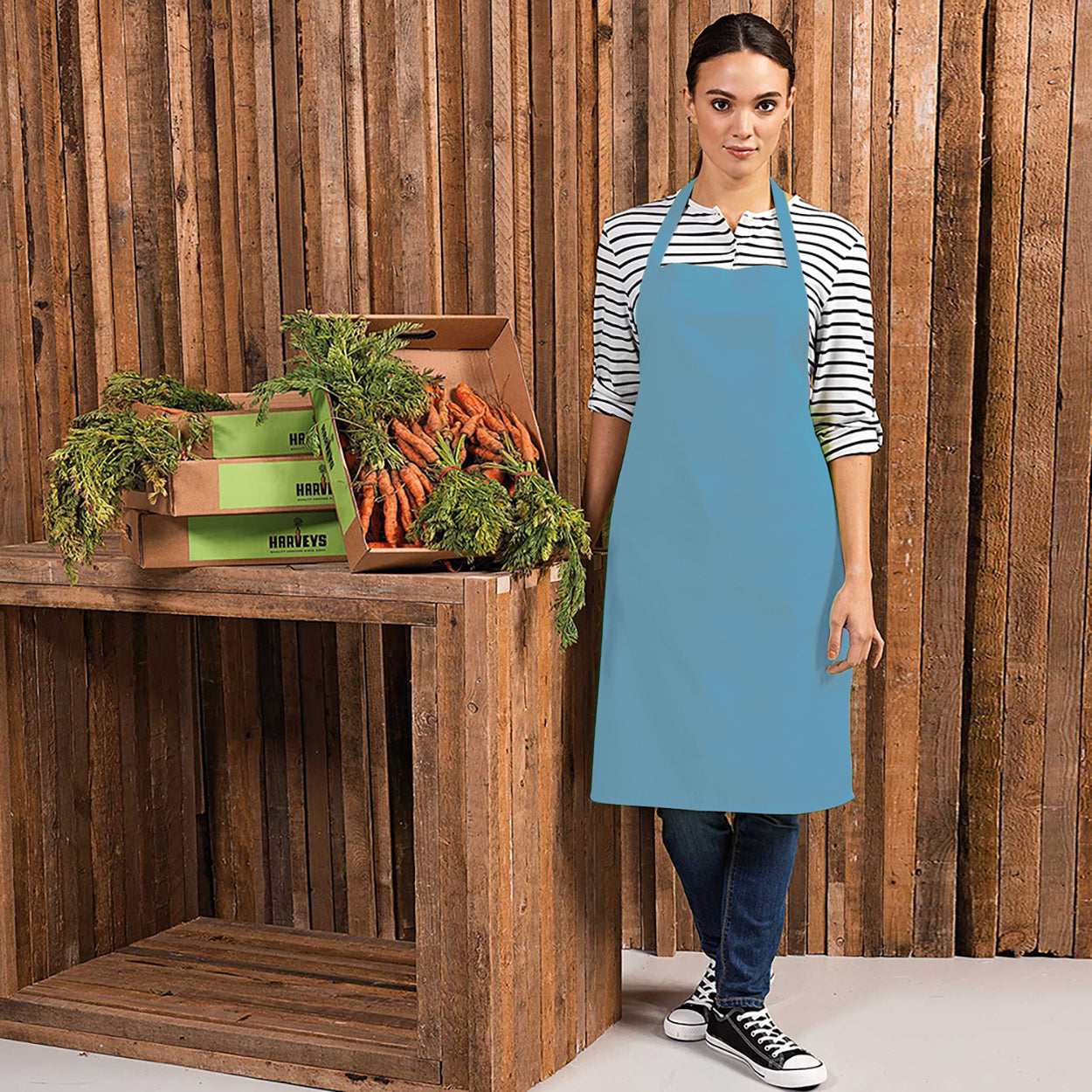 Blue Denim - Back - Premier Colours Bib Apron - Workwear