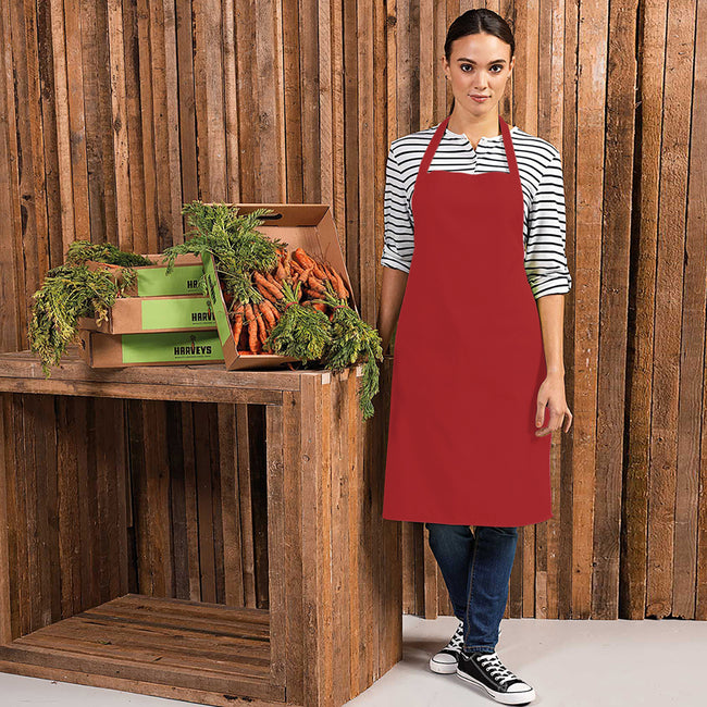 Red - Back - Premier Colours Bib Apron - Workwear