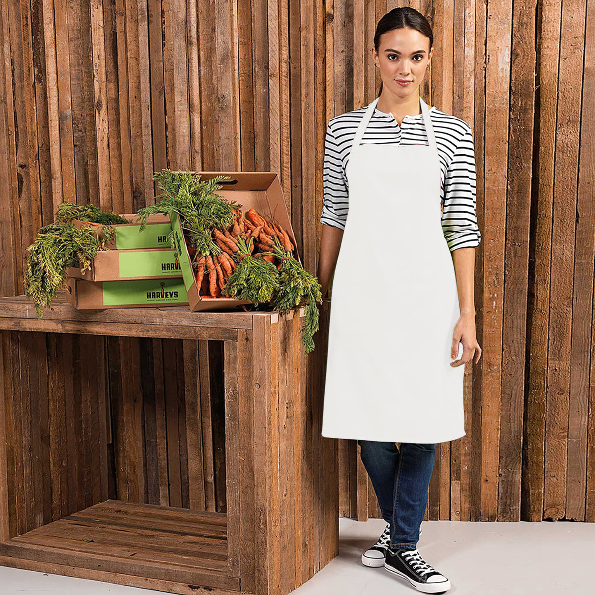 White - Back - Premier Colours Bib Apron - Workwear