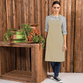 Khaki - Back - Premier Colours Bib Apron - Workwear