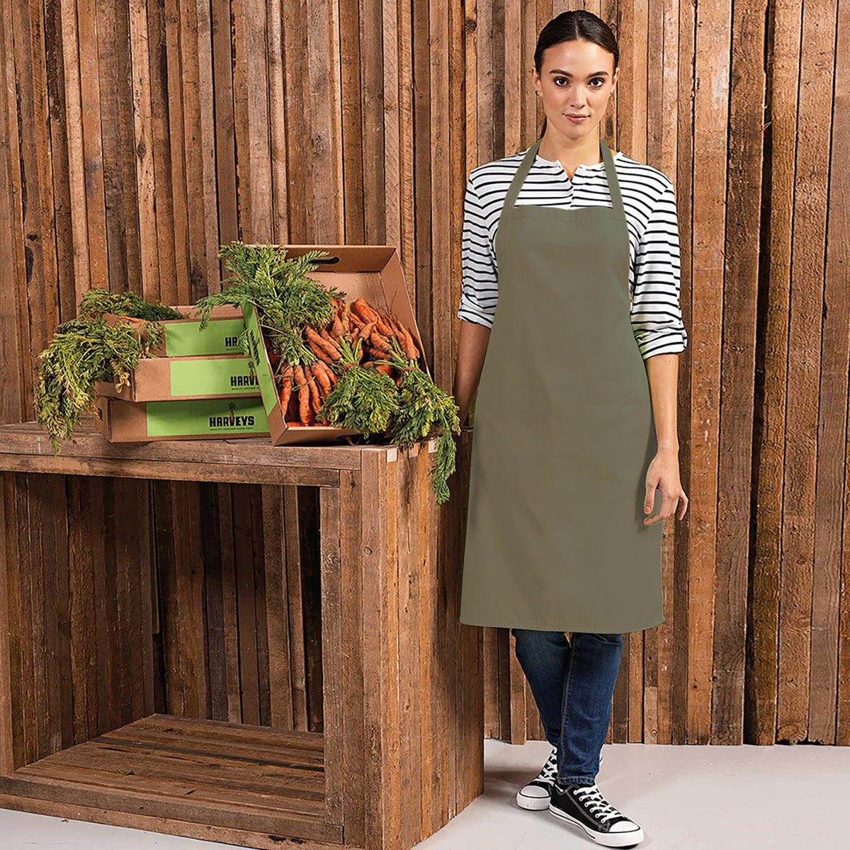 Sage - Back - Premier Colours Bib Apron - Workwear