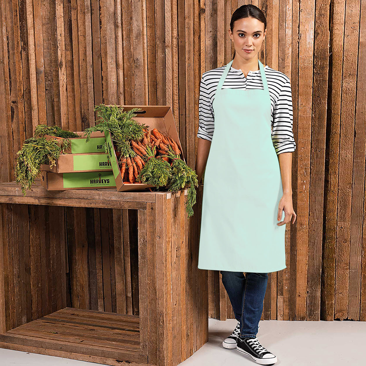 Aqua - Back - Premier Colours Bib Apron - Workwear
