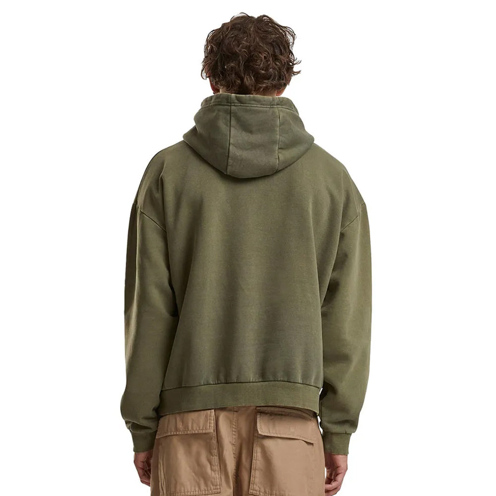 Warm Khaki - Back - Build Your Brand Mens Vintage Heavy Hoodie
