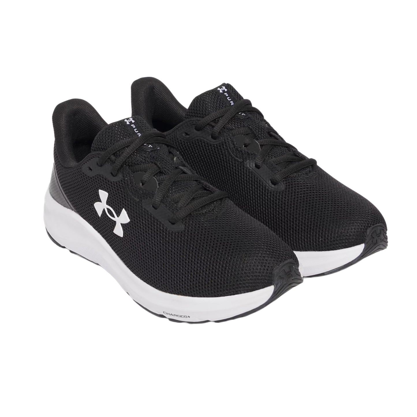 Black-White - Front - Under Armour Mens Charged Pursuit 4 Trainers