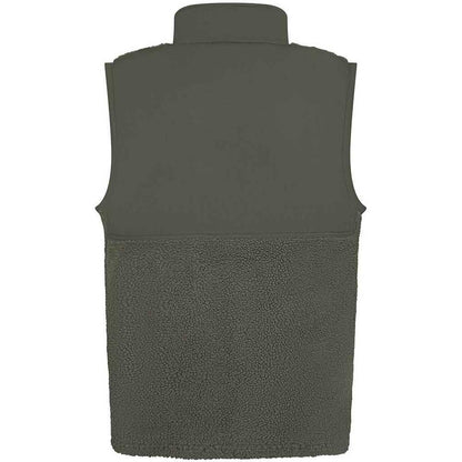 Dark Olive - Back - Front Row Unisex Adult Sherpa Recycled Gilet