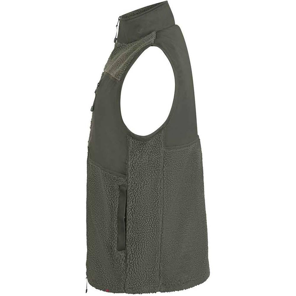 Dark Olive - Side - Front Row Unisex Adult Sherpa Recycled Gilet