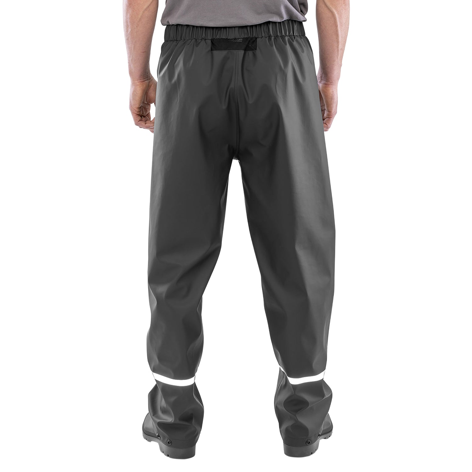 Black - Back - Result Genuine Recycled Mens Prism PU Waterproof Trousers