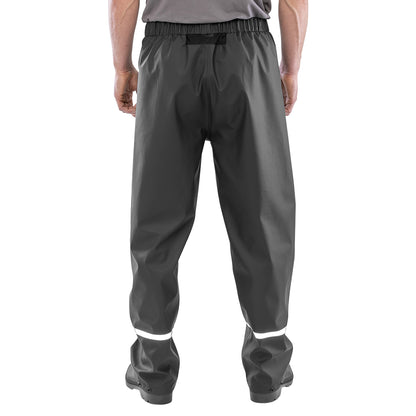 Black - Back - Result Genuine Recycled Mens Prism PU Waterproof Trousers