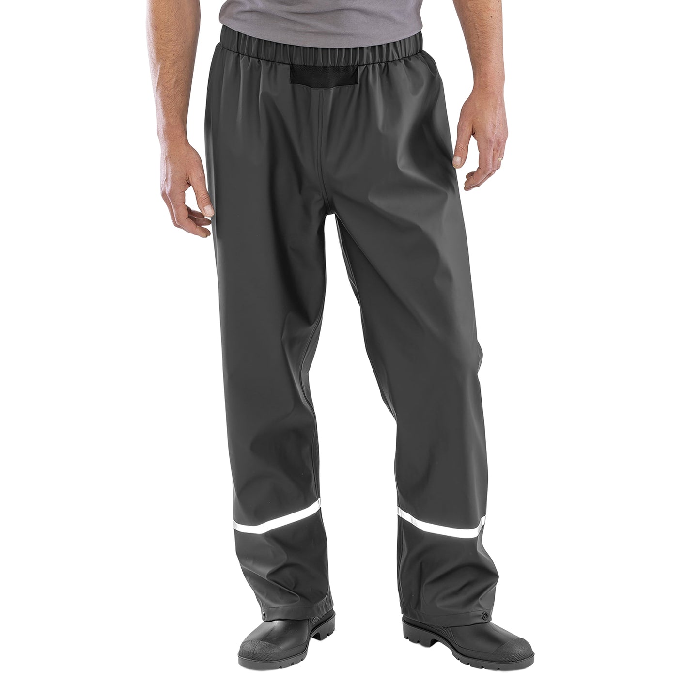 Black - Front - Result Genuine Recycled Mens Prism PU Waterproof Trousers