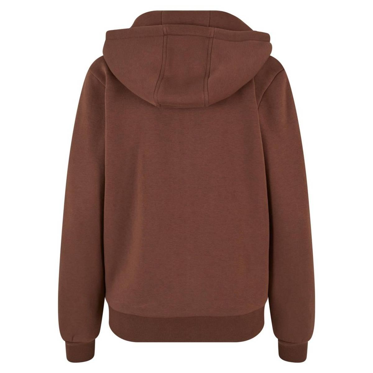 Chocolate Brown - Back - Build Your Brand Womens-Ladies Fluffy Full Zip Hoodie