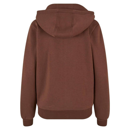 Chocolate Brown - Back - Build Your Brand Womens-Ladies Fluffy Full Zip Hoodie