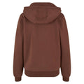 Chocolate Brown - Back - Build Your Brand Womens-Ladies Fluffy Full Zip Hoodie