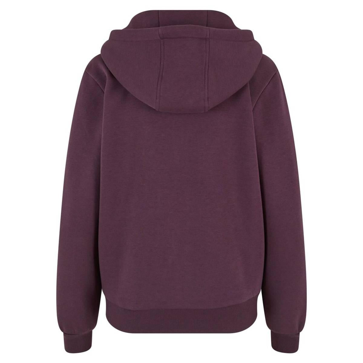 Plum Purple - Back - Build Your Brand Womens-Ladies Fluffy Full Zip Hoodie