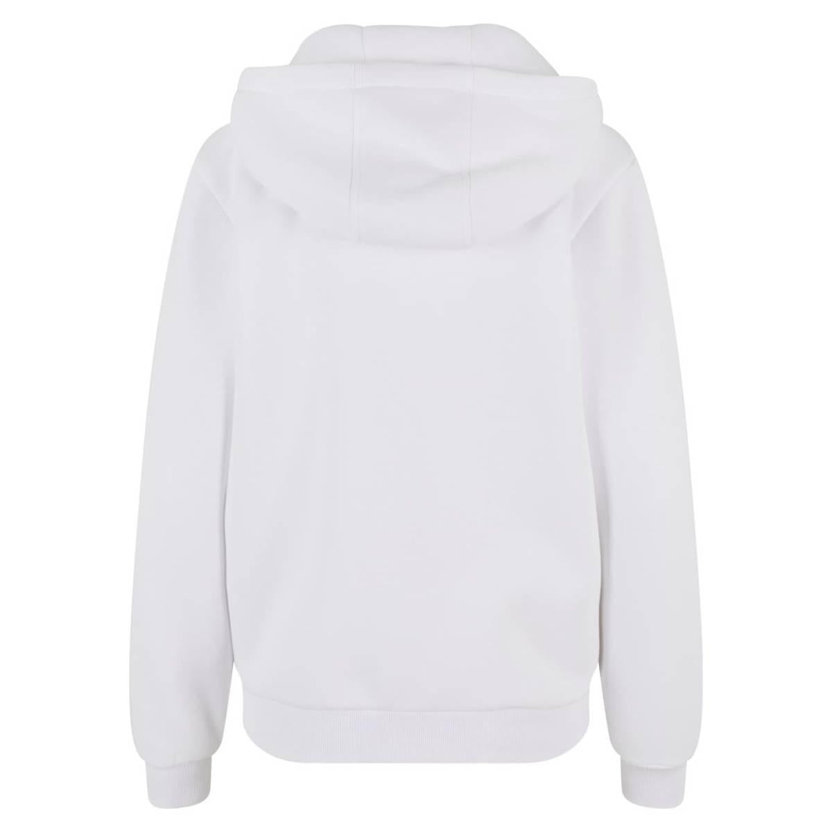 White - Back - Build Your Brand Womens-Ladies Fluffy Full Zip Hoodie