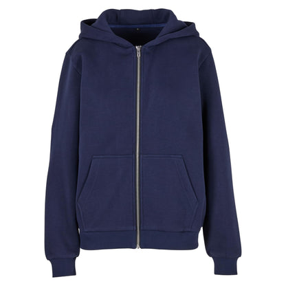 Navy - Front - Build Your Brand Womens-Ladies Fluffy Full Zip Hoodie