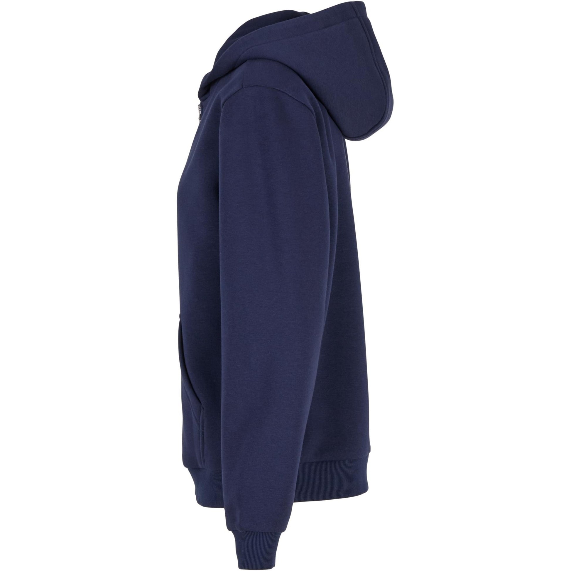 Navy - Side - Build Your Brand Womens-Ladies Fluffy Full Zip Hoodie