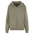 Pale Olive - Front - Build Your Brand Womens-Ladies Fluffy Full Zip Hoodie