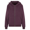 Plum Purple - Front - Build Your Brand Womens-Ladies Fluffy Full Zip Hoodie
