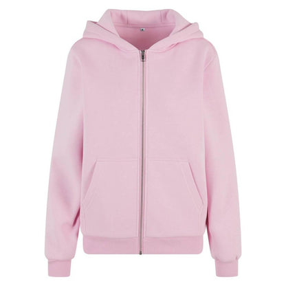 Soft Pink - Front - Build Your Brand Womens-Ladies Fluffy Full Zip Hoodie