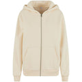 White Sand - Front - Build Your Brand Womens-Ladies Fluffy Full Zip Hoodie