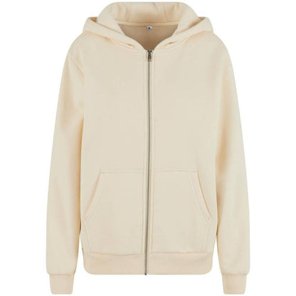 White Sand - Front - Build Your Brand Womens-Ladies Fluffy Full Zip Hoodie