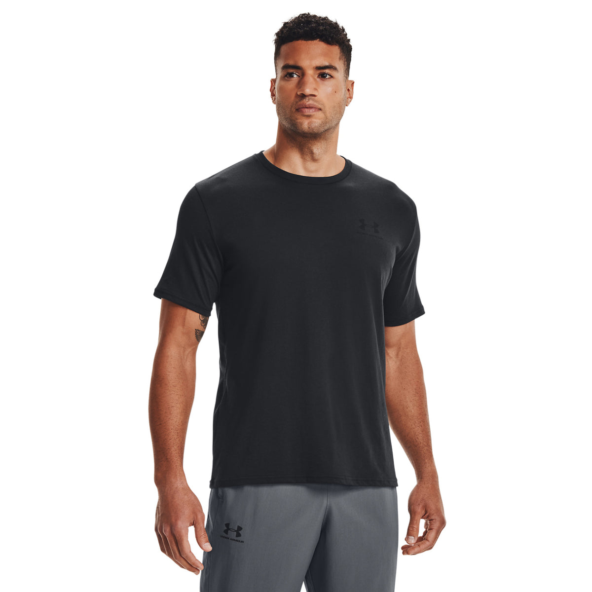 Black-Black - Side - Under Armour Mens Sportstyle Short-Sleeved T-Shirt