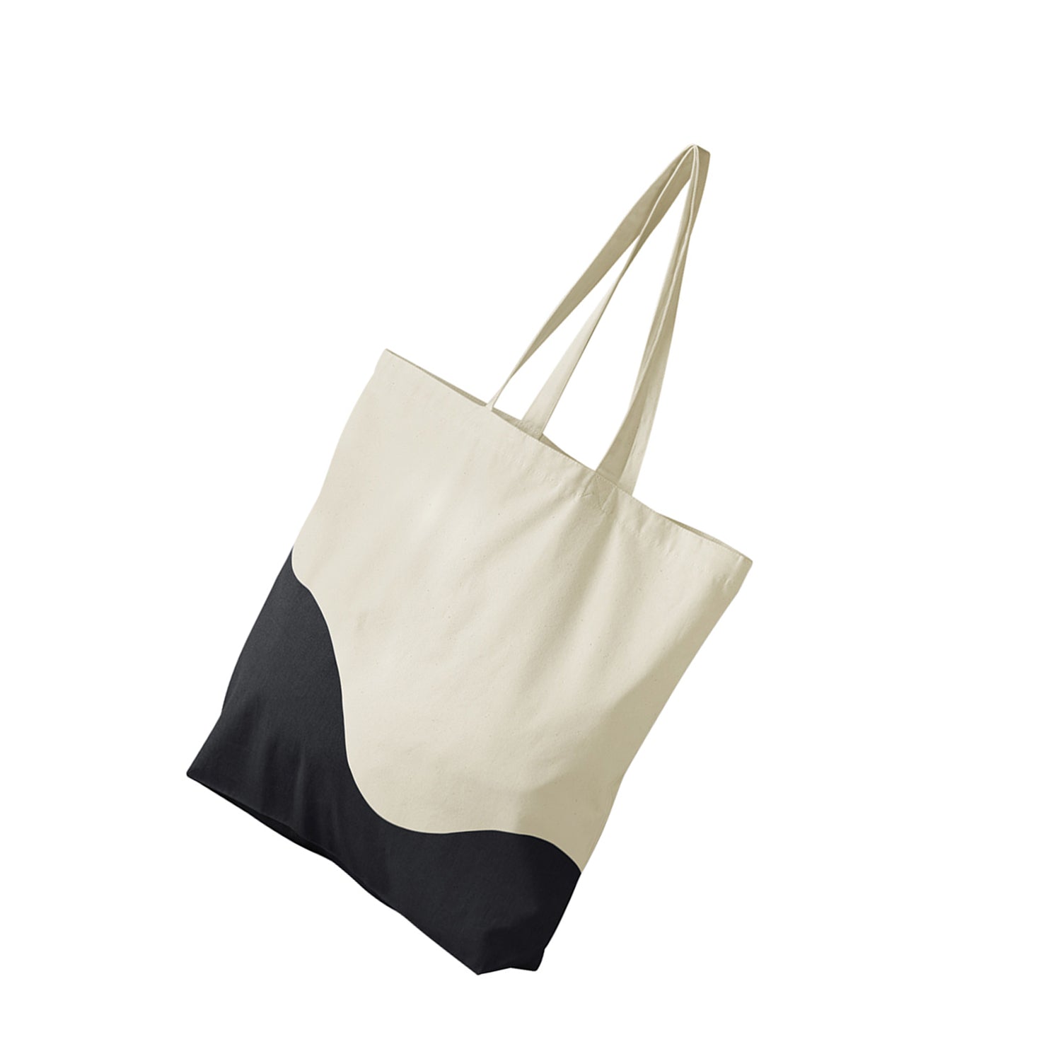 Natural-Black - Back - Westford Mill Wave Pattern Maxi Tote Bag