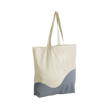 Natural-Blue Grey - Front - Westford Mill Wave Pattern Maxi Tote Bag