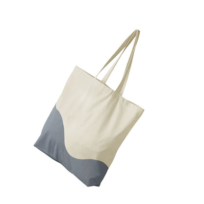 Natural-Blue Grey - Back - Westford Mill Wave Pattern Maxi Tote Bag
