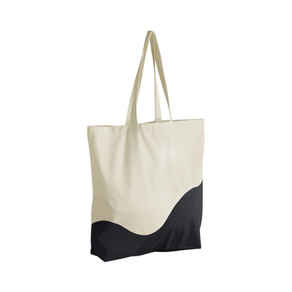 Natural-Black - Front - Westford Mill Wave Pattern Maxi Tote Bag