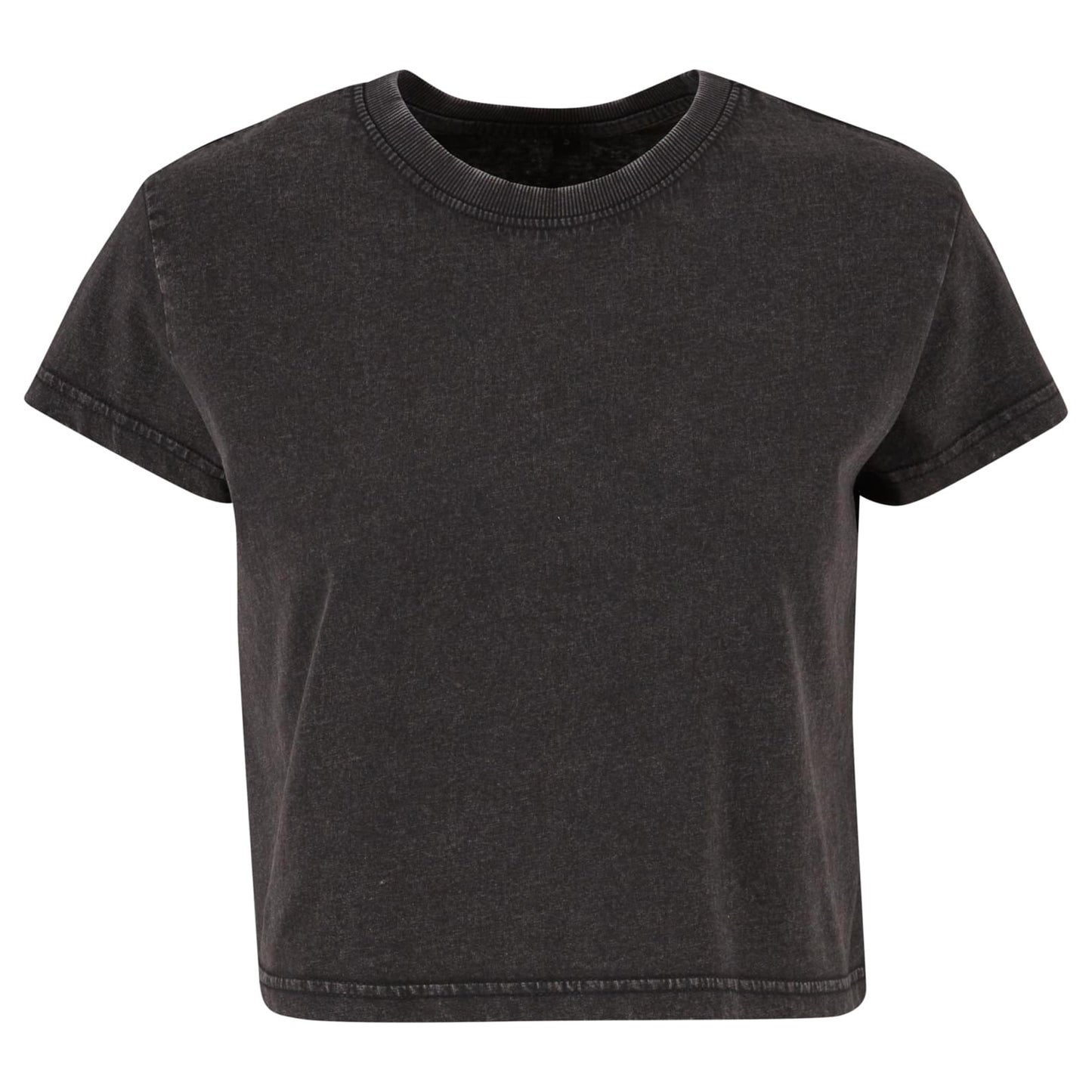 Black - Front - Build Your Brand Womens-Ladies Vintage Cropped T-Shirt