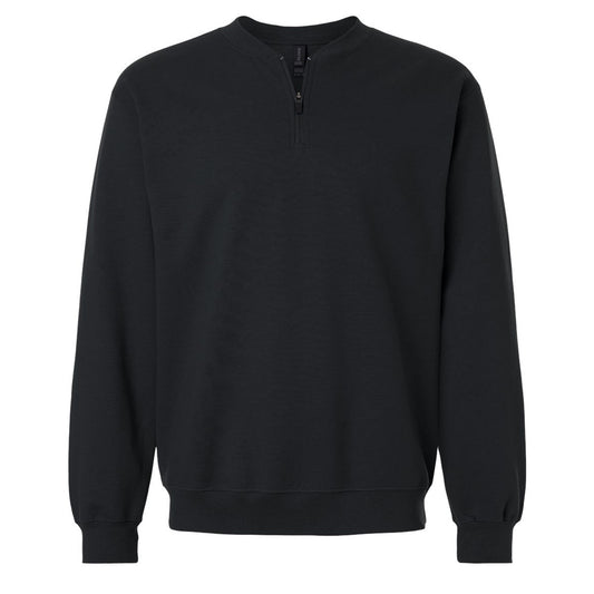Black - Front - Gildan Unisex Adult Softstyle Midweight Quarter Zip Sweatshirt