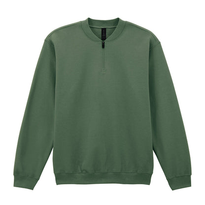 Military Green - Front - Gildan Unisex Adult Softstyle Midweight Quarter Zip Sweatshirt