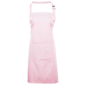 Pink - Front - Premier Ladies-Womens Colours Bip Apron With Pocket - Workwear