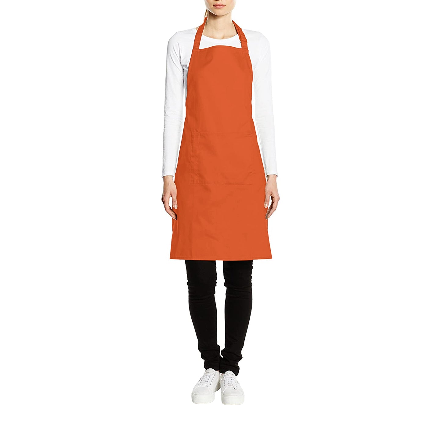 Orange - Back - Premier Ladies-Womens Colours Bip Apron With Pocket - Workwear
