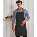 Black - Back - Premier Ladies-Womens Colours Bip Apron With Pocket - Workwear