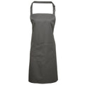 Dark Grey - Front - Premier Ladies-Womens Colours Bip Apron With Pocket - Workwear