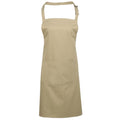 Khaki - Front - Premier Ladies-Womens Colours Bip Apron With Pocket - Workwear