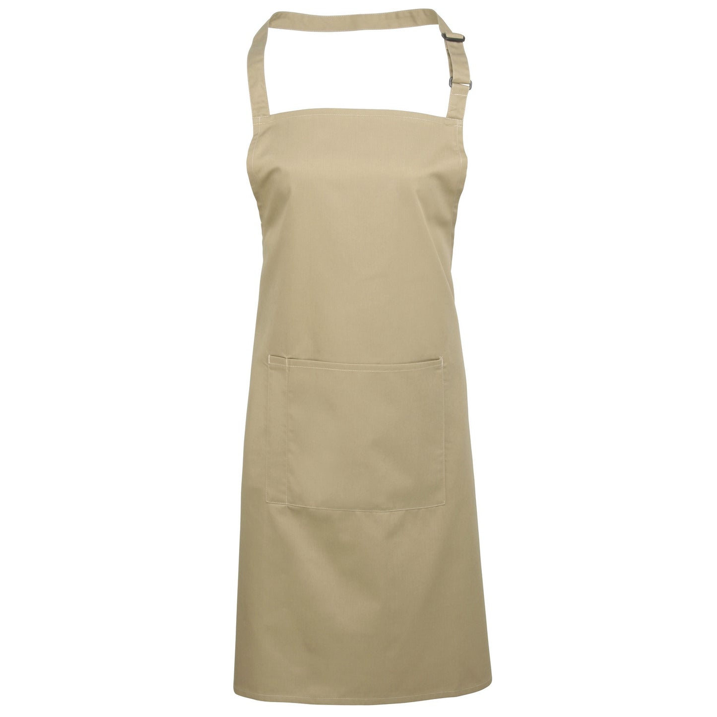 Khaki - Front - Premier Ladies-Womens Colours Bip Apron With Pocket - Workwear