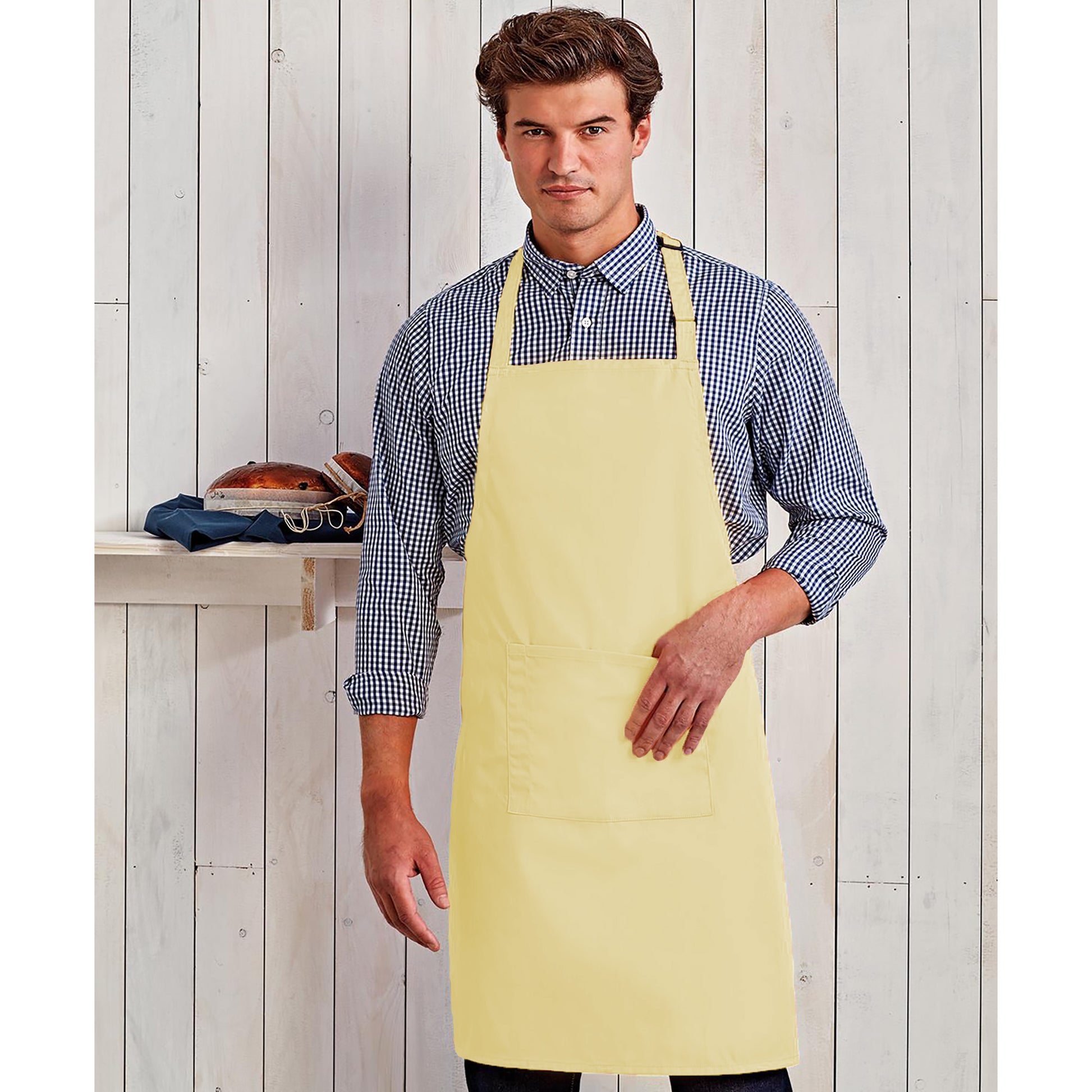 Lemon - Back - Premier Ladies-Womens Colours Bip Apron With Pocket - Workwear