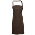 Brown - Front - Premier Ladies-Womens Colours Bip Apron With Pocket - Workwear