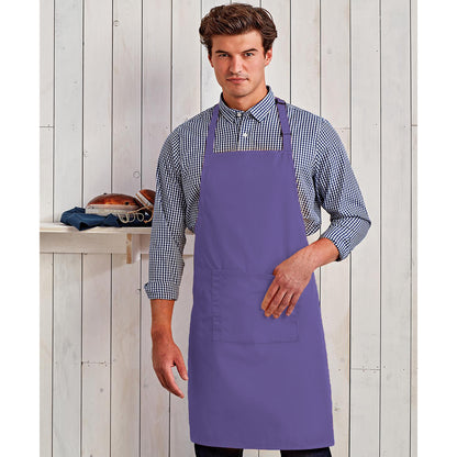 Purple - Back - Premier Ladies-Womens Colours Bip Apron With Pocket - Workwear