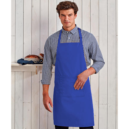 Royal - Back - Premier Ladies-Womens Colours Bip Apron With Pocket - Workwear