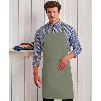 Sage - Back - Premier Ladies-Womens Colours Bip Apron With Pocket - Workwear