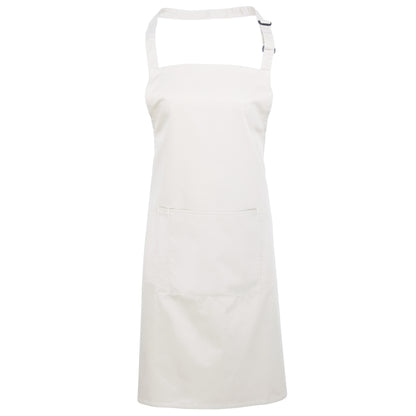 White - Front - Premier Ladies-Womens Colours Bip Apron With Pocket - Workwear